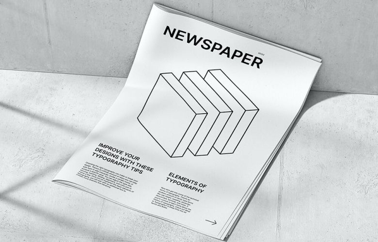 Unique mockup design for newspaper