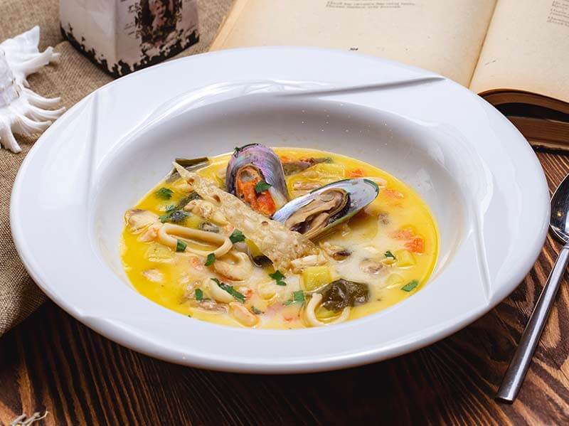 Seafood soup with mussels