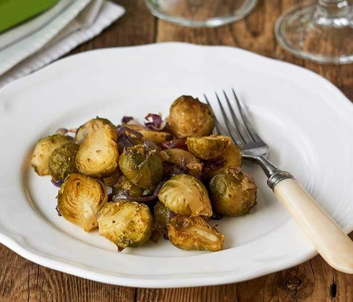 Brussels sprouts with red onions