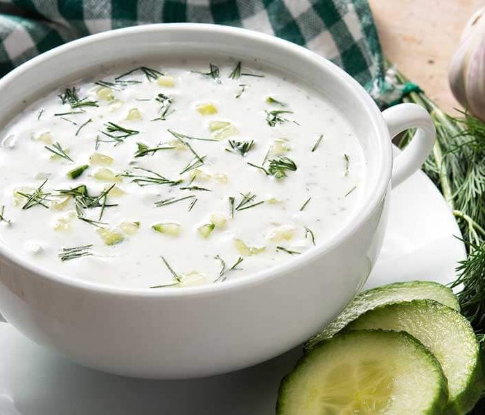 Creamy sauce with pickled cucumber