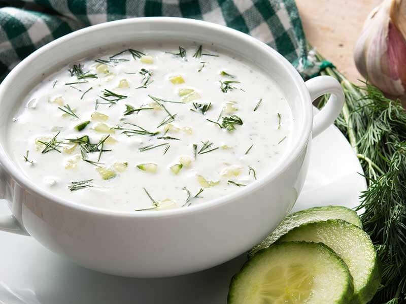Creamy sauce with pickled cucumber