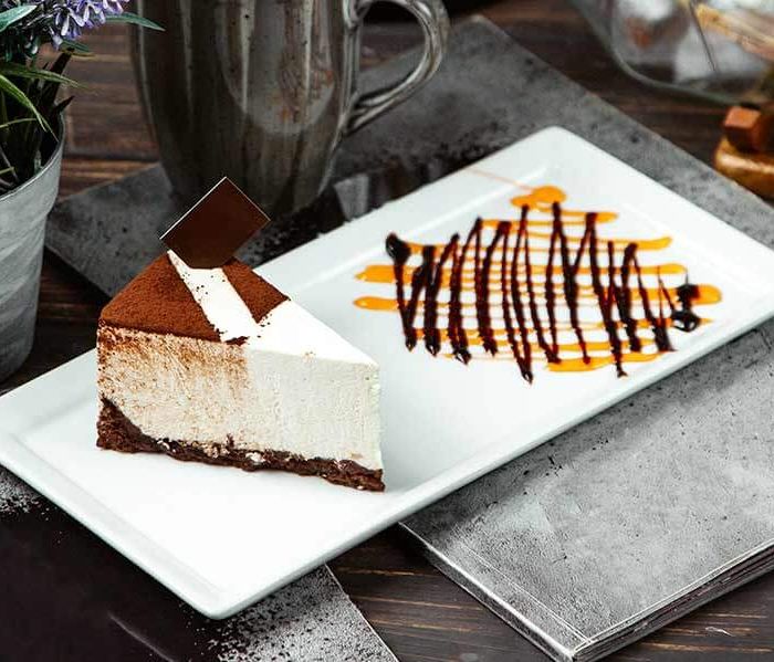 Mousse cake with cocoa and chocolate