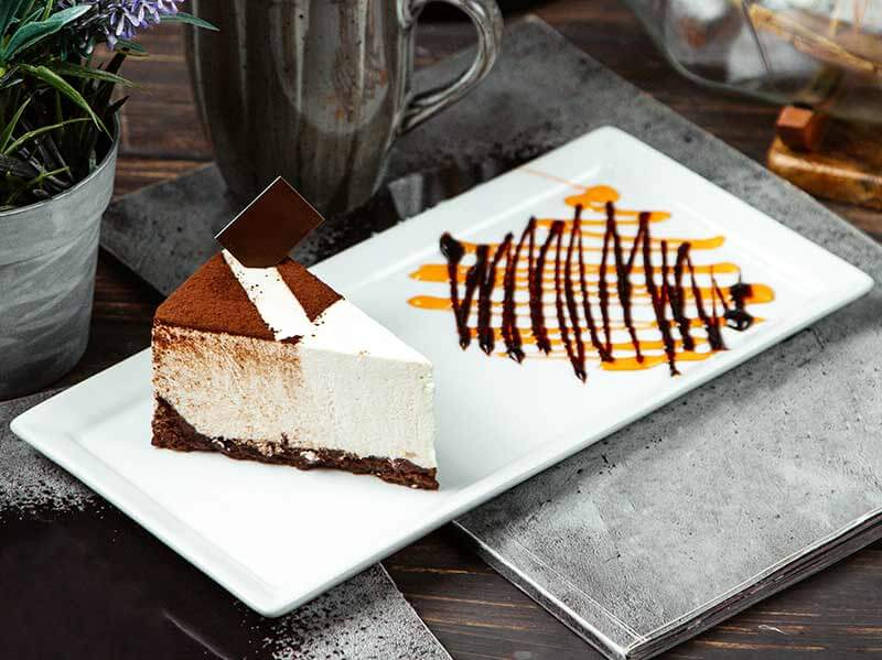 Mousse cake with cocoa and chocolate