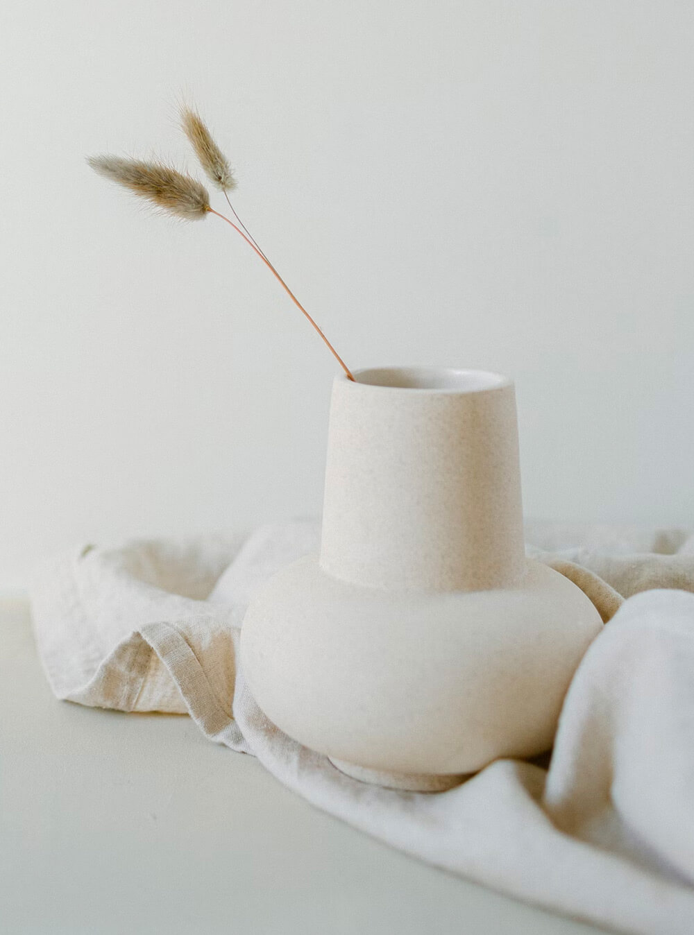 Art Ceramic Vase in White