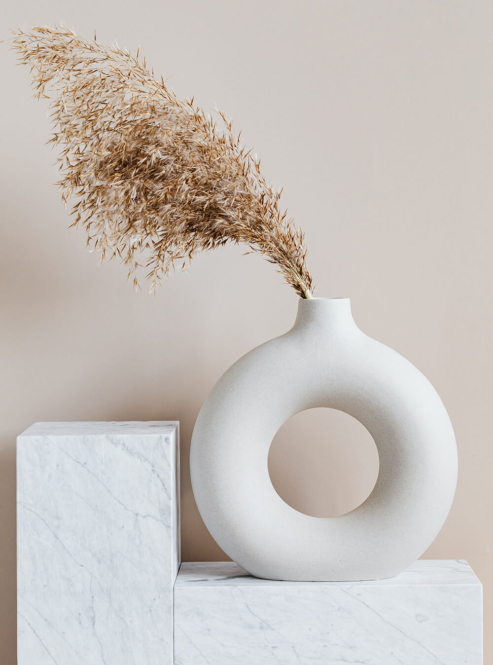 Ceramic Vase with Pampas Grass