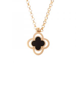 Clover Necklace With Onyx