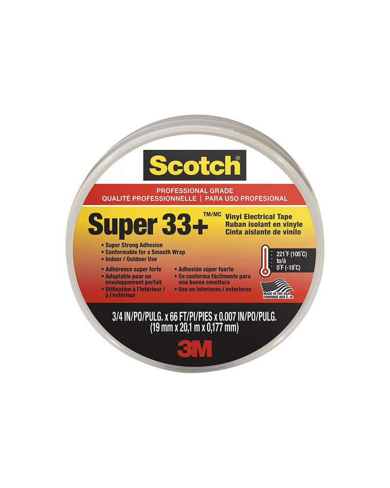 Scotch Super 33+ Electrical Tape 0.75in x 66′ Multi Color Vinyl 3pk